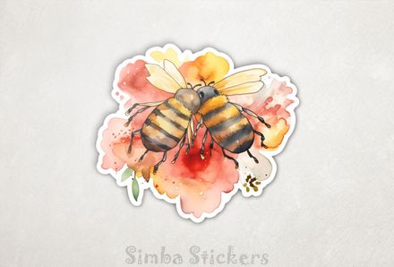Bees in love over romantic colours, watercolour