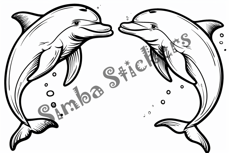 Colouring pages, bundle of dolphins, 25 images