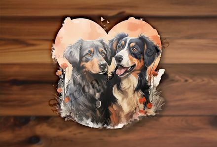 Dogs in love, watercolour