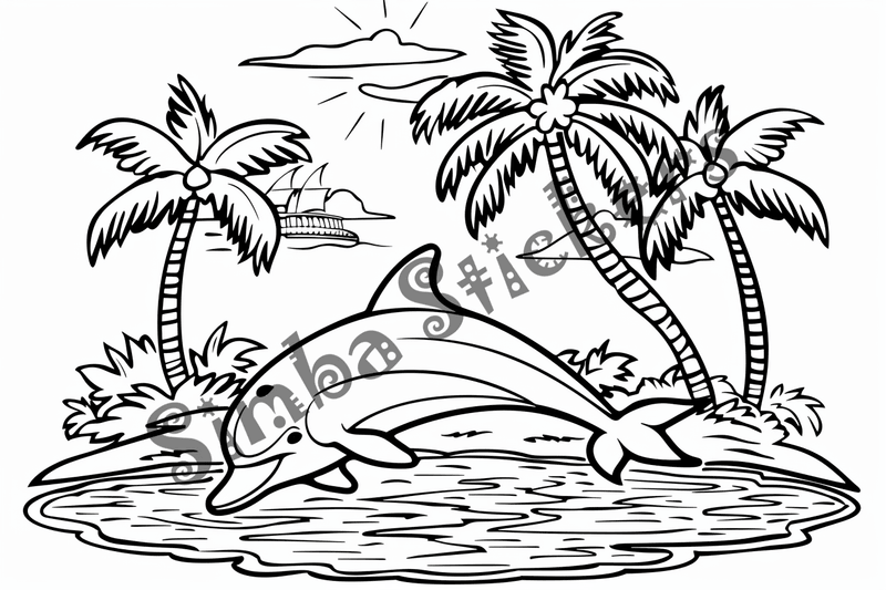 Colouring pages, bundle of dolphins, 25 images
