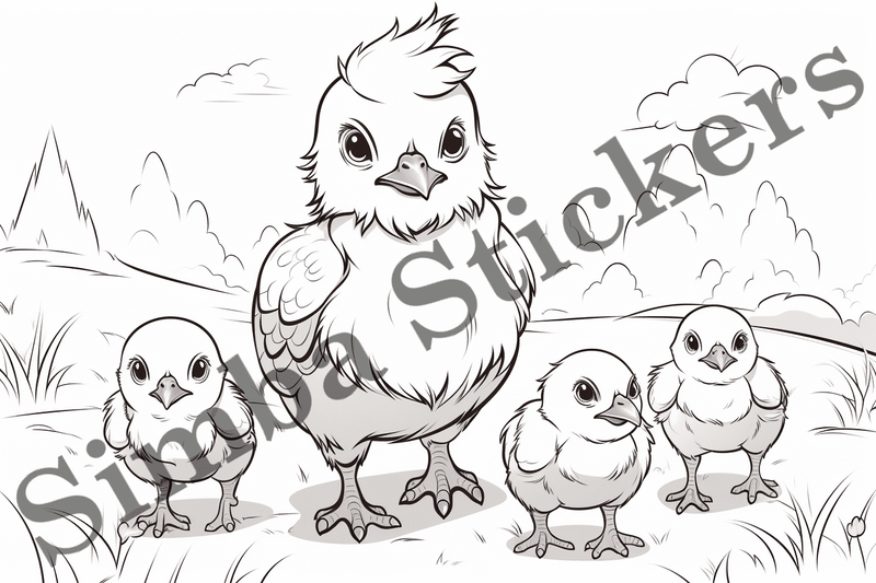 Colouring pages, Bundle of chicken, 25 images