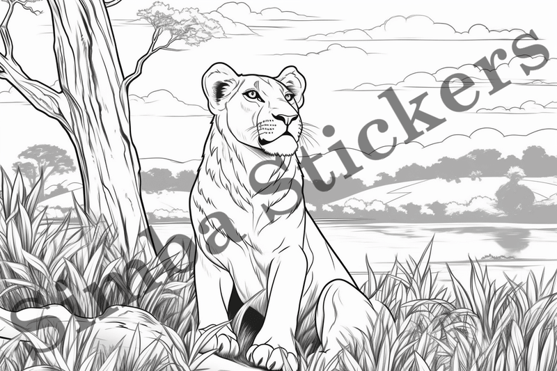 Colouring pages, Bundle of lions, 25 images