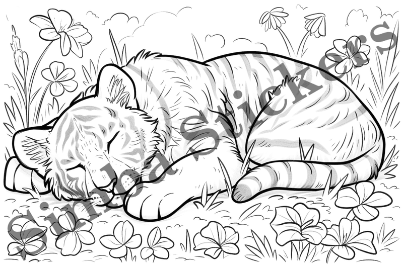 Colouring pages, bundle of tigers, 25 images