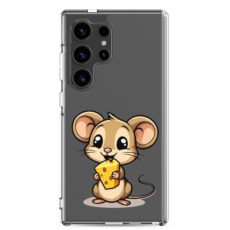 Clear Case for Samsung, Small Mouse happily licking large chunk of cheese, pqapy6