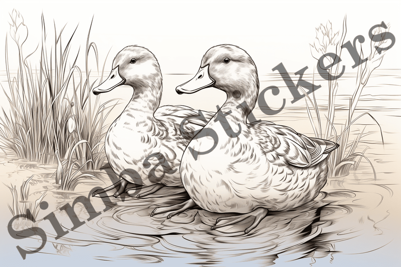 Colouring pages, Bundle of ducks in love, 25 images