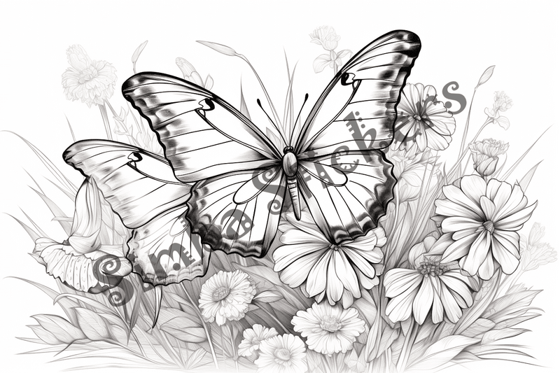 Colouring pages, bundle of butterflies, 50 images 2