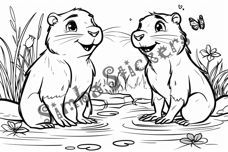 Colouring pages, bundle of groundhogs, 50 images 2
