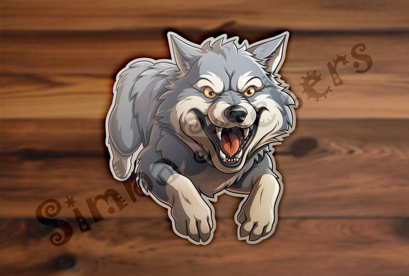 Wolf running, mouth wide open