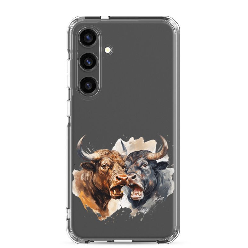 Clear Case for Samsung, Bulls facing up to each other, watercolour, dx5eff