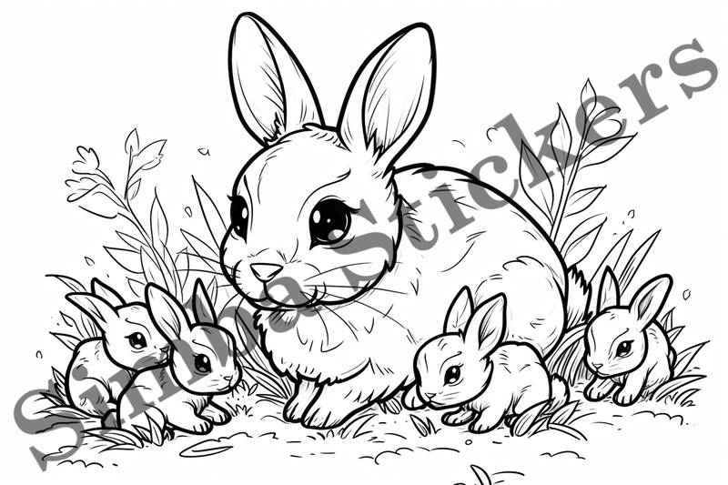 Colouring pages, Bundle of hares, 25 images
