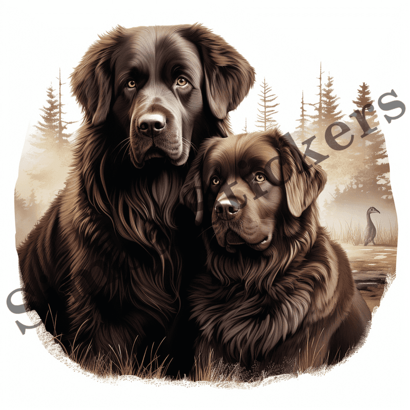 Newfoundland dogs in love, image set, 10 images