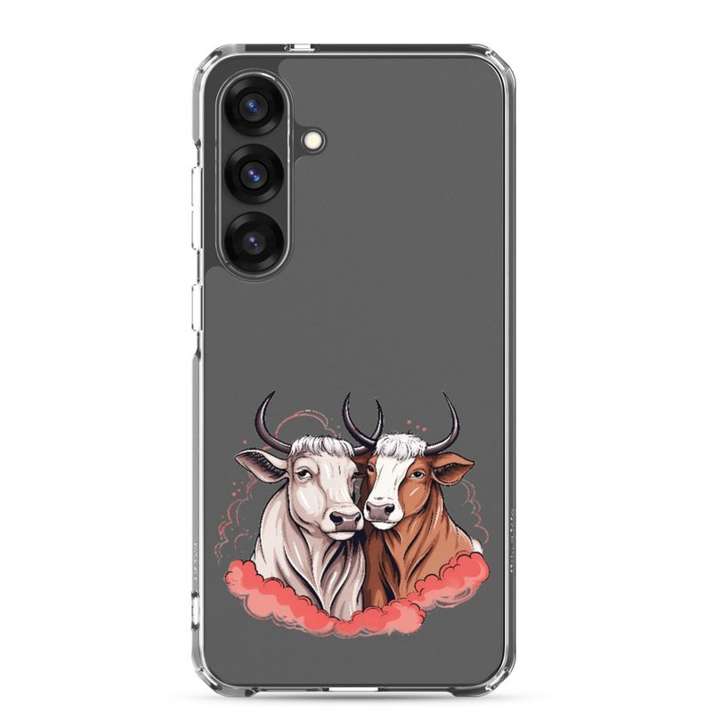 Clear Case for Samsung, Bull and cow, romantic, reddish clouds, qoucds