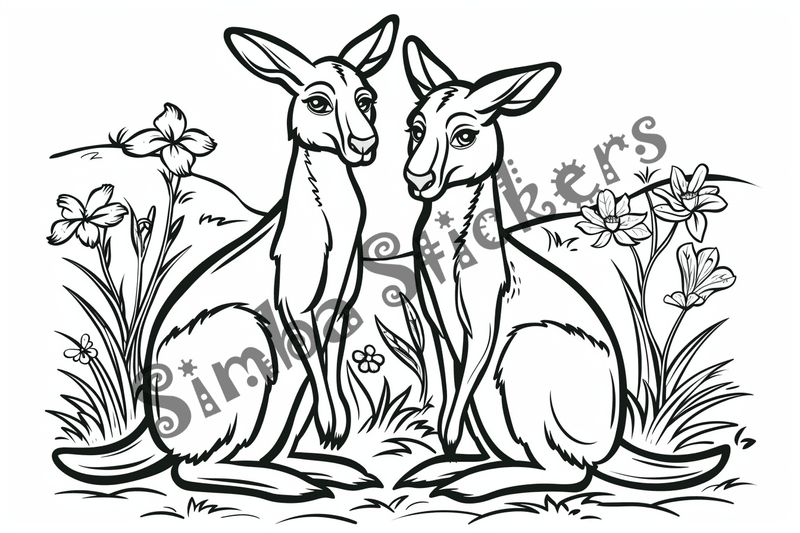 Colouring pages, Bundle of kangaroos, 25 images
