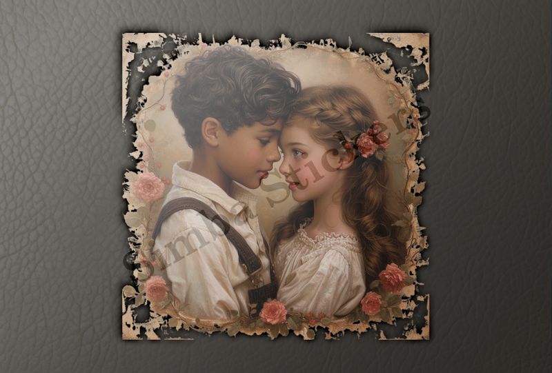 Boy and girl, forehead-to-forehead