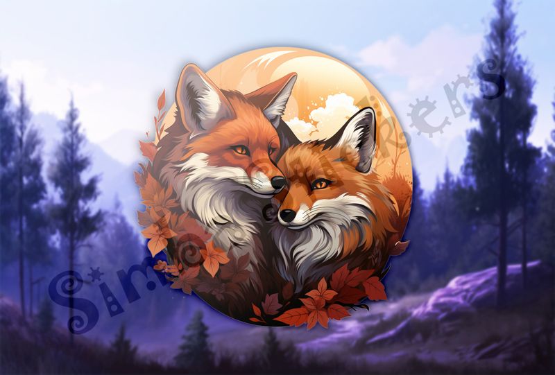 Two red foxes in love cheek-to-cheek