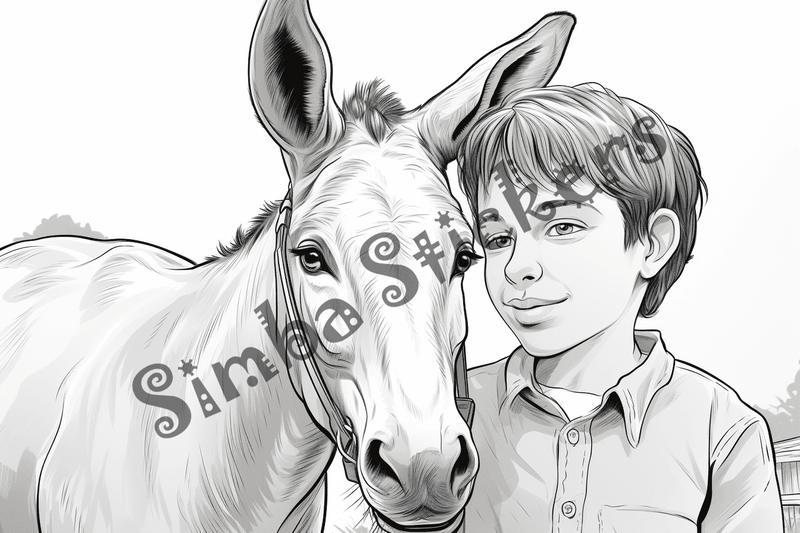 Colouring pages, bundle of mules, 25 images