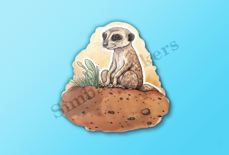 Meerkat above a hole, watercolour
