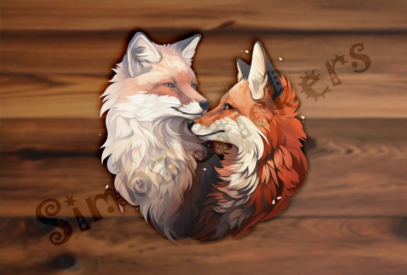 Two red foxes nose-to-nose