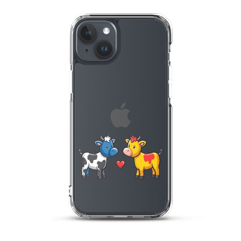 Clear Case for iPhone, Cattle, bull and cow in love, both colourful, zbyzzs