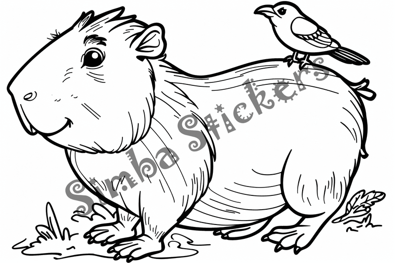 Colouring pages, bundle of capybaras, 50 images, pack 2