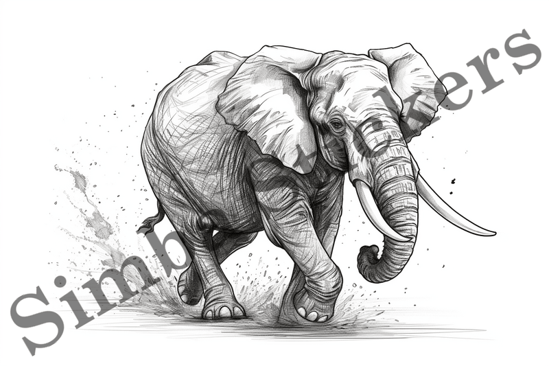 Colouring pages, Bundle of elephants, 25 images