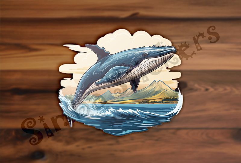 Whale leaping out of water