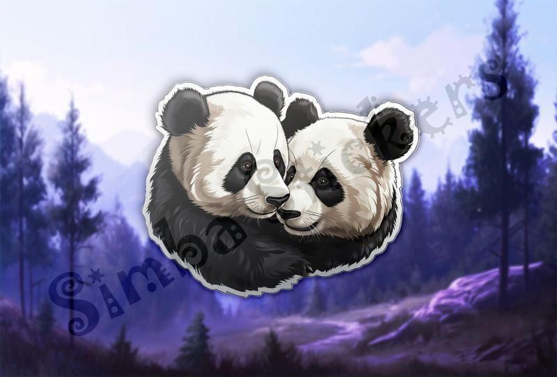 Panda bears nose-to-nose, qe4mga