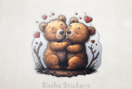 Bears cubs smiling cheek-to-cheek with Valentine&#x27;s hearts, eg3uze