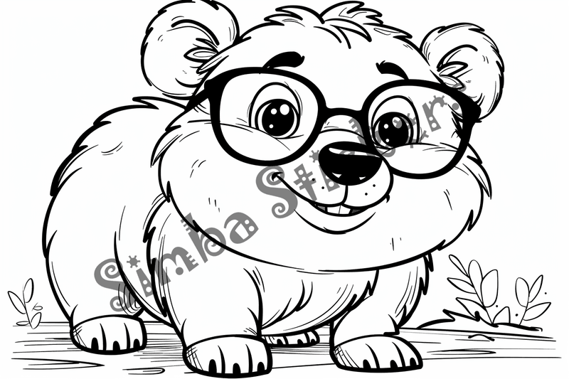 Colouring pages, bundle of beavers in hats, clothes, or glasses, 25 images