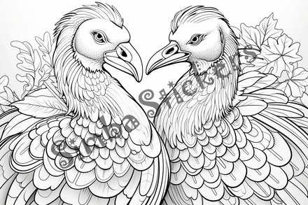 Colouring pages, bundle of turkeys in love, 25 images