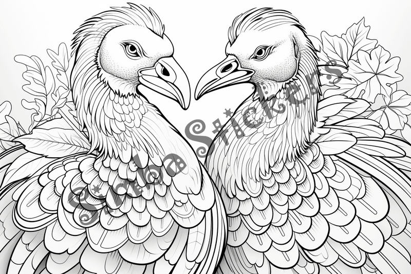 Colouring pages, bundle of turkeys in love, 25 images