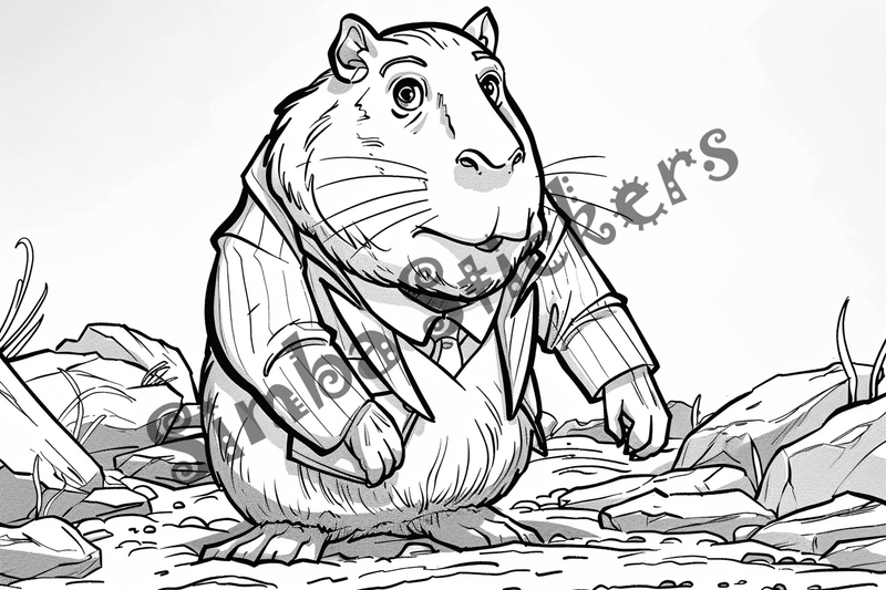 Colouring pages, bundle of capybaras, 50 images