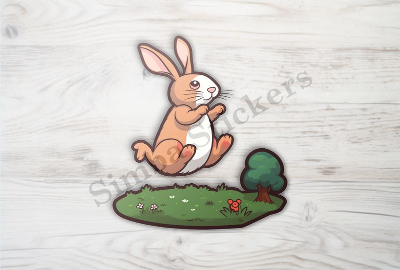 Rabbit jumping on grass