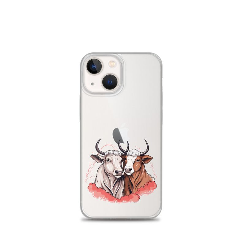 Clear Case for iPhone, Bull and cow, romantic, reddish clouds, qoucds