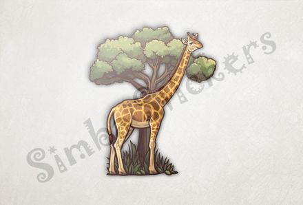 Giraffe standing tall in front of a tree