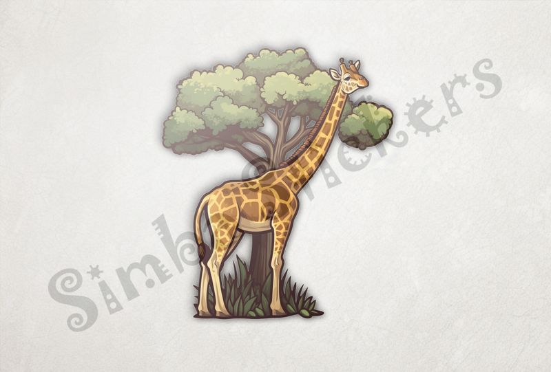 Giraffe standing tall in front of a tree