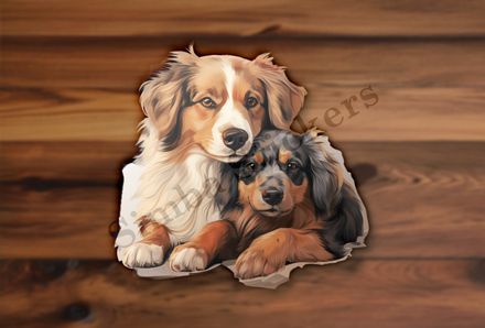Dogs cuddling