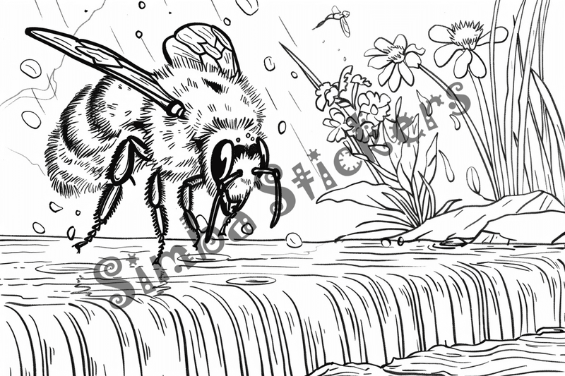 Colouring pages, bundle of bees, 50 images