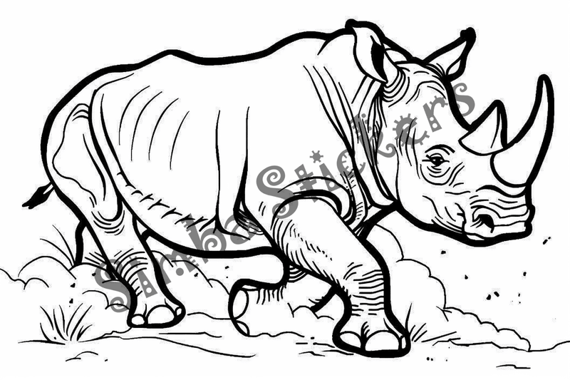 Colouring pages, bundle of rhinos running, 10 images