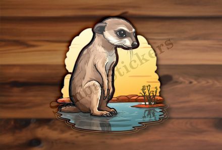 Meerkat sitting in a shallow pond
