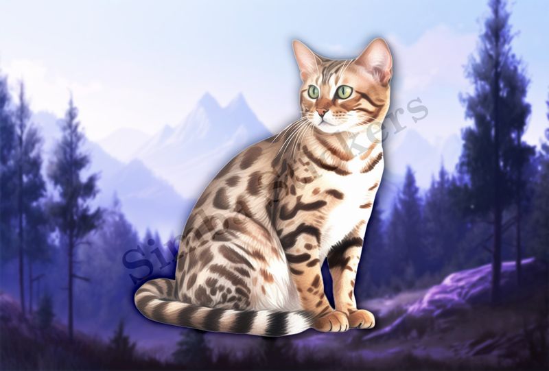 Bengal cat, watercolour