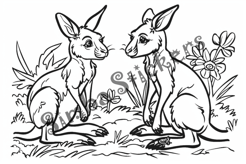 Colouring pages, Bundle of kangaroos, 25 images