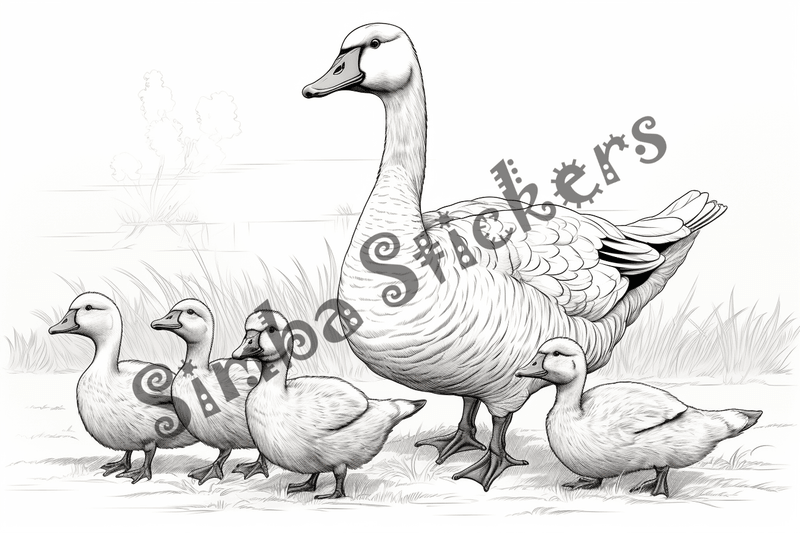Colouring pages, bundle of geese, 25 images
