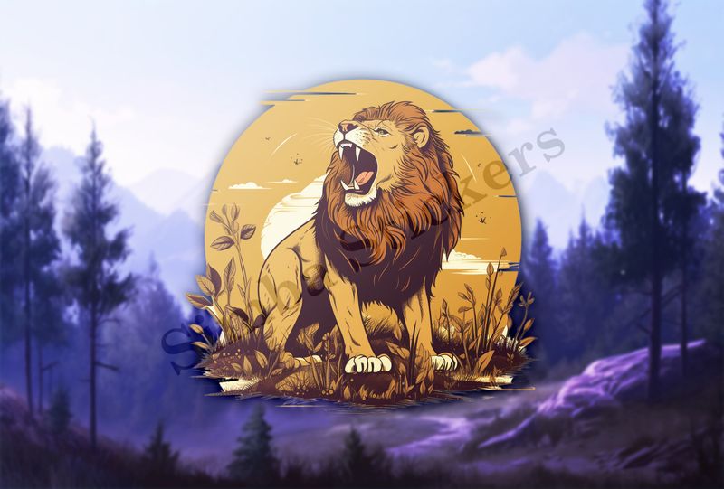 Male lion roaring