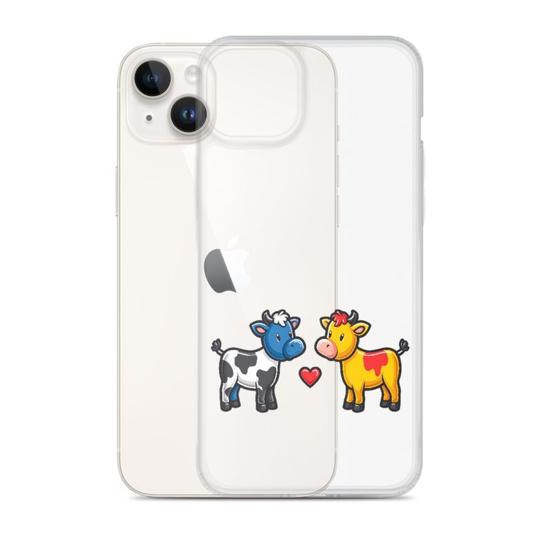 Clear Case for iPhone, Cattle, bull and cow in love, both colourful, zbyzzs