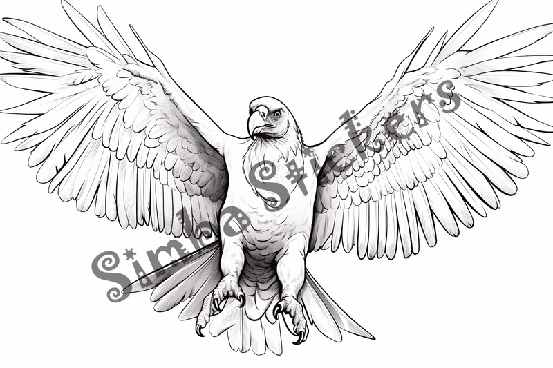 Colouring pages, bundle of  vultures flying, 10 images, c3nz5p