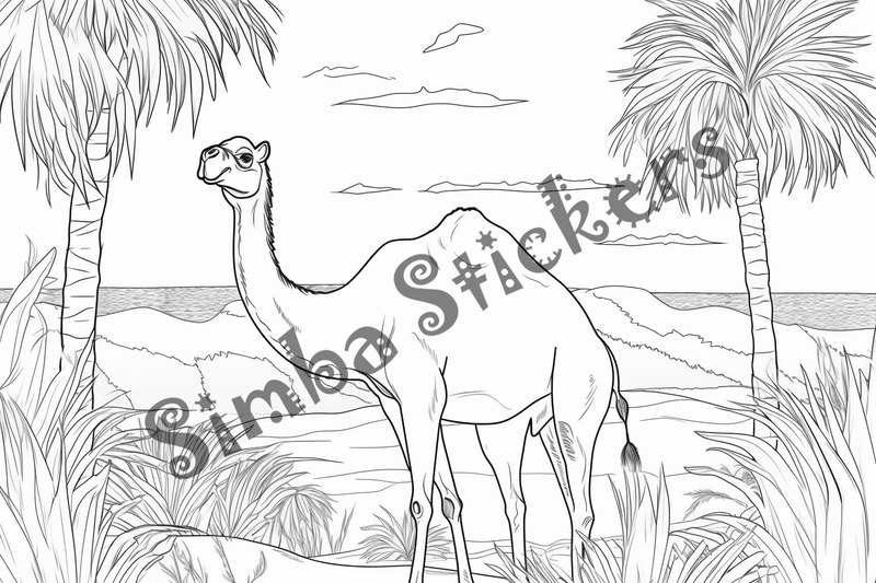Colouring pages, bundle of camels, 25 images