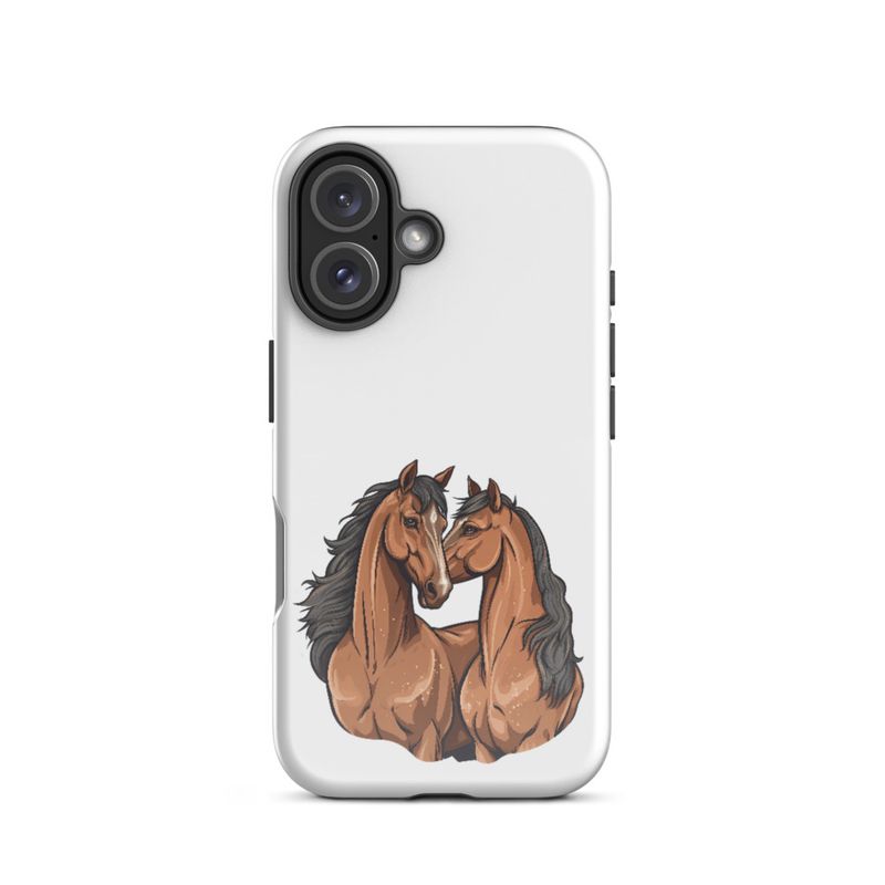 Tough Case for iPhone, Two brown horses snuggling, tdwcyd