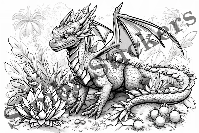 Colouring pages, bundle of dragons, 25 images