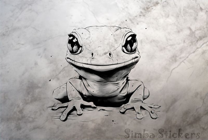 Lizard staring straight ahead, outline art